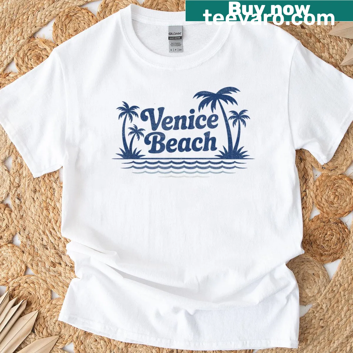 Vintage 80s Venice Beach California T-shirt for men and women — on a men's t-shirt