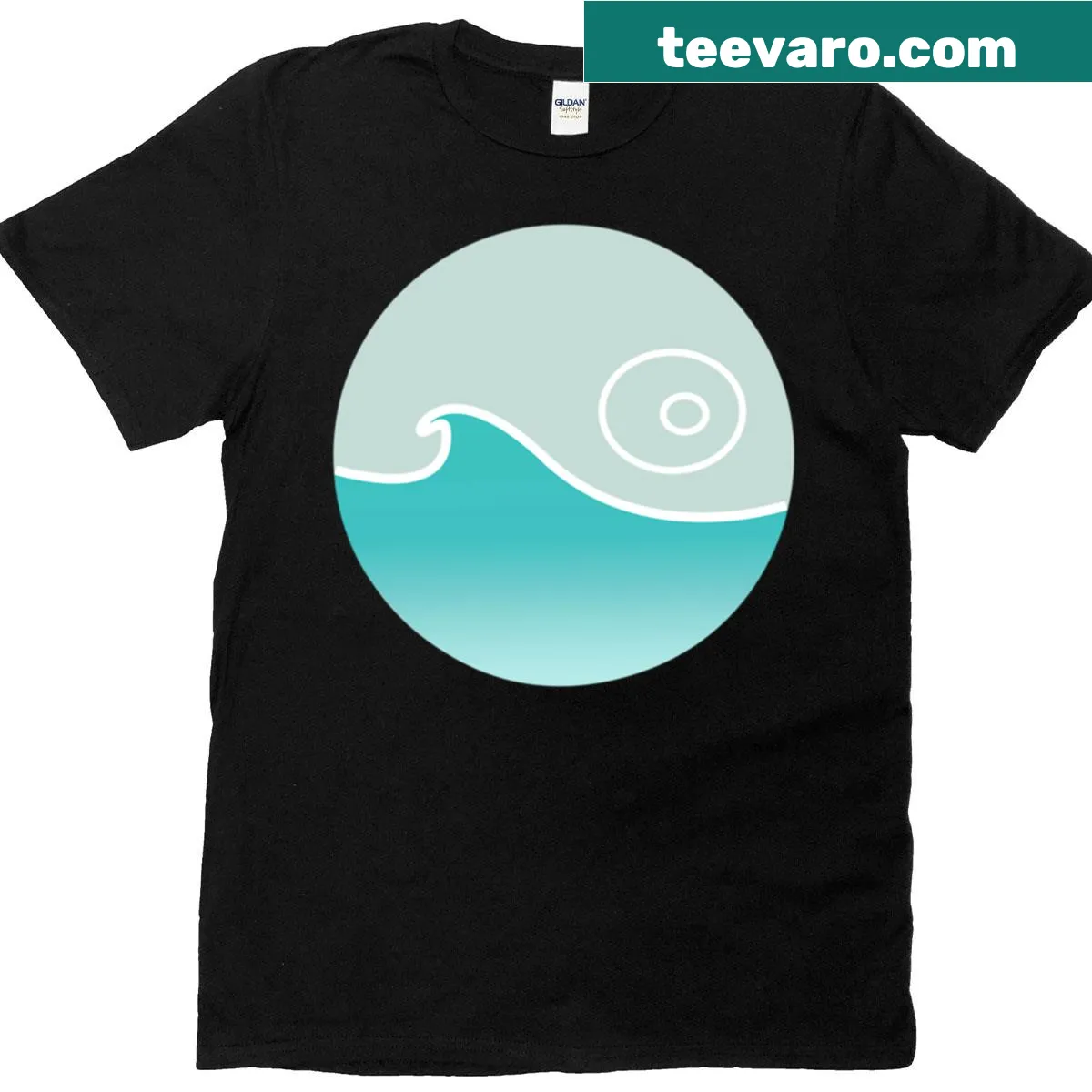 Minimalist wave design printed on a casual t-shirt. — on a men's t-shirt