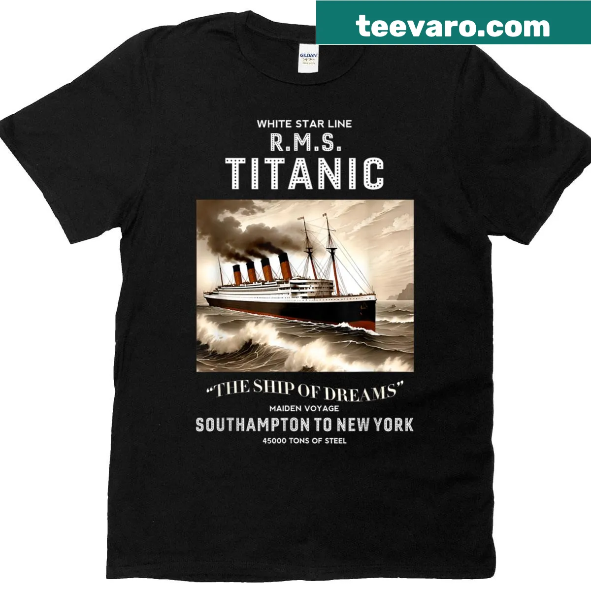 Vintage RMS Titanic graphic on a kids' T-shirt. — on a men's t-shirt
