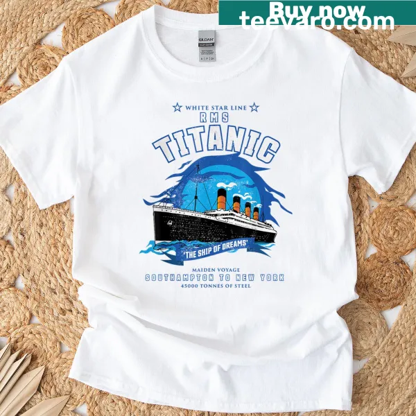 Vintage illustration of RMS Titanic on a T-shirt