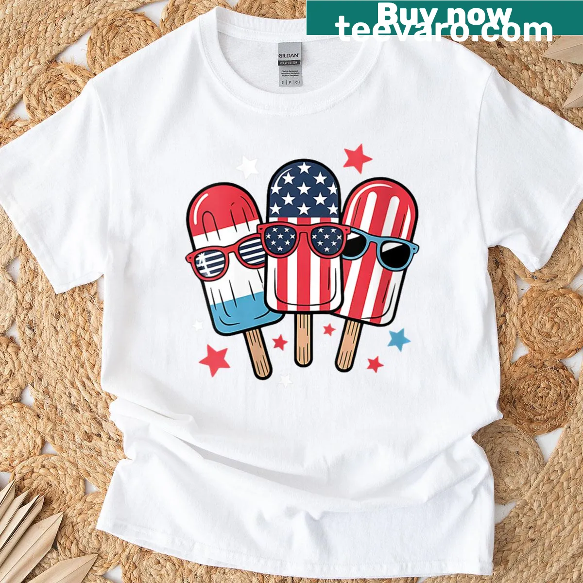 Popsicle design with American flag elements for kids — on a men's t-shirt