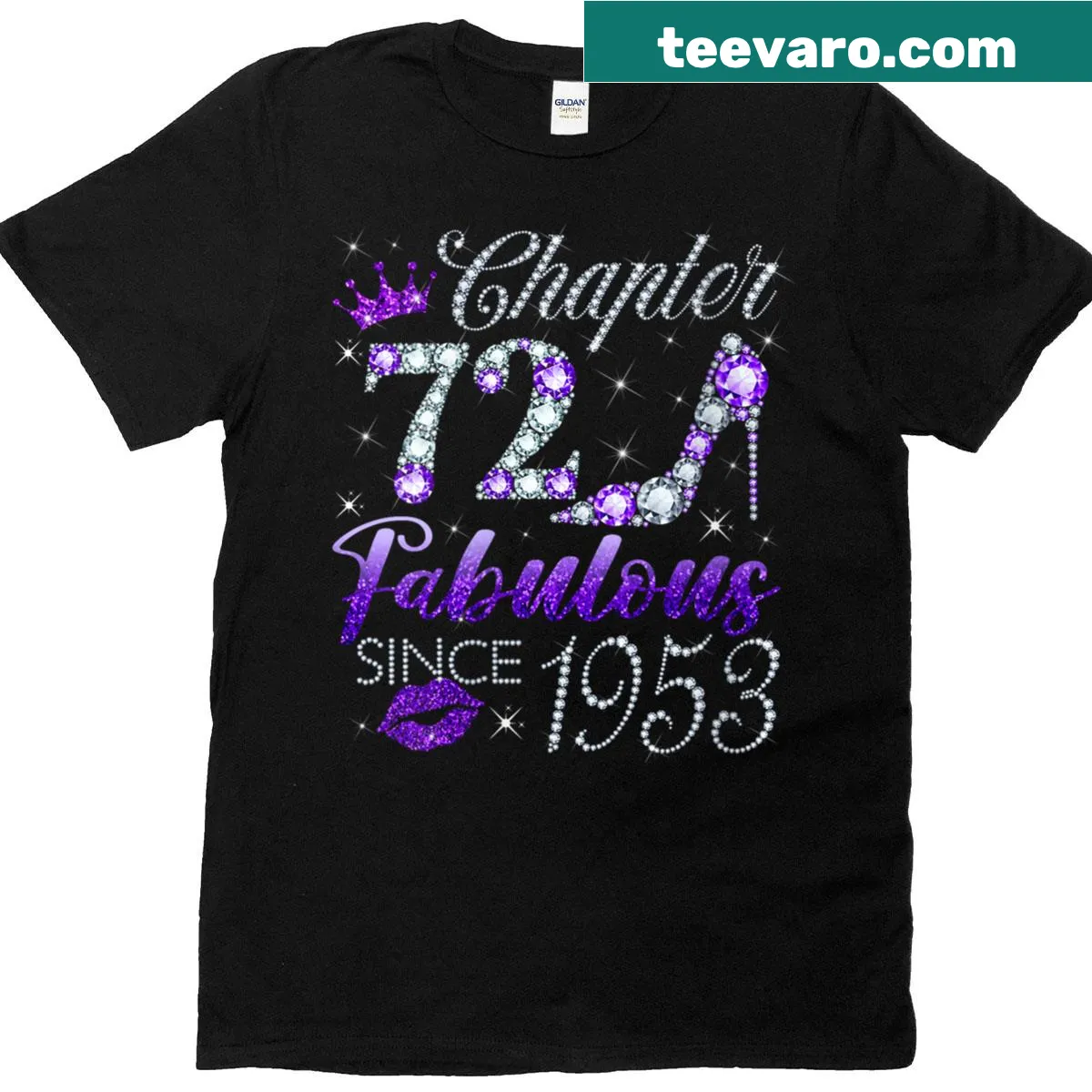 T-shirt celebrating 72nd birthday with 'Fabulous Since 1953' text — on a men's t-shirt