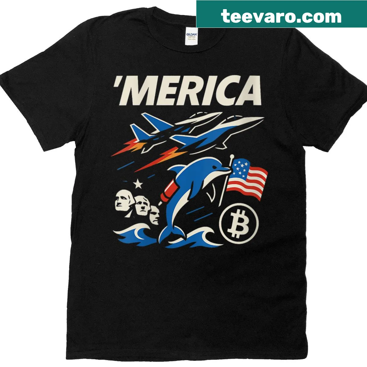 Patriotic T-shirt with eagle, alligator, and 'Merica Since 1776' — on a men's t-shirt
