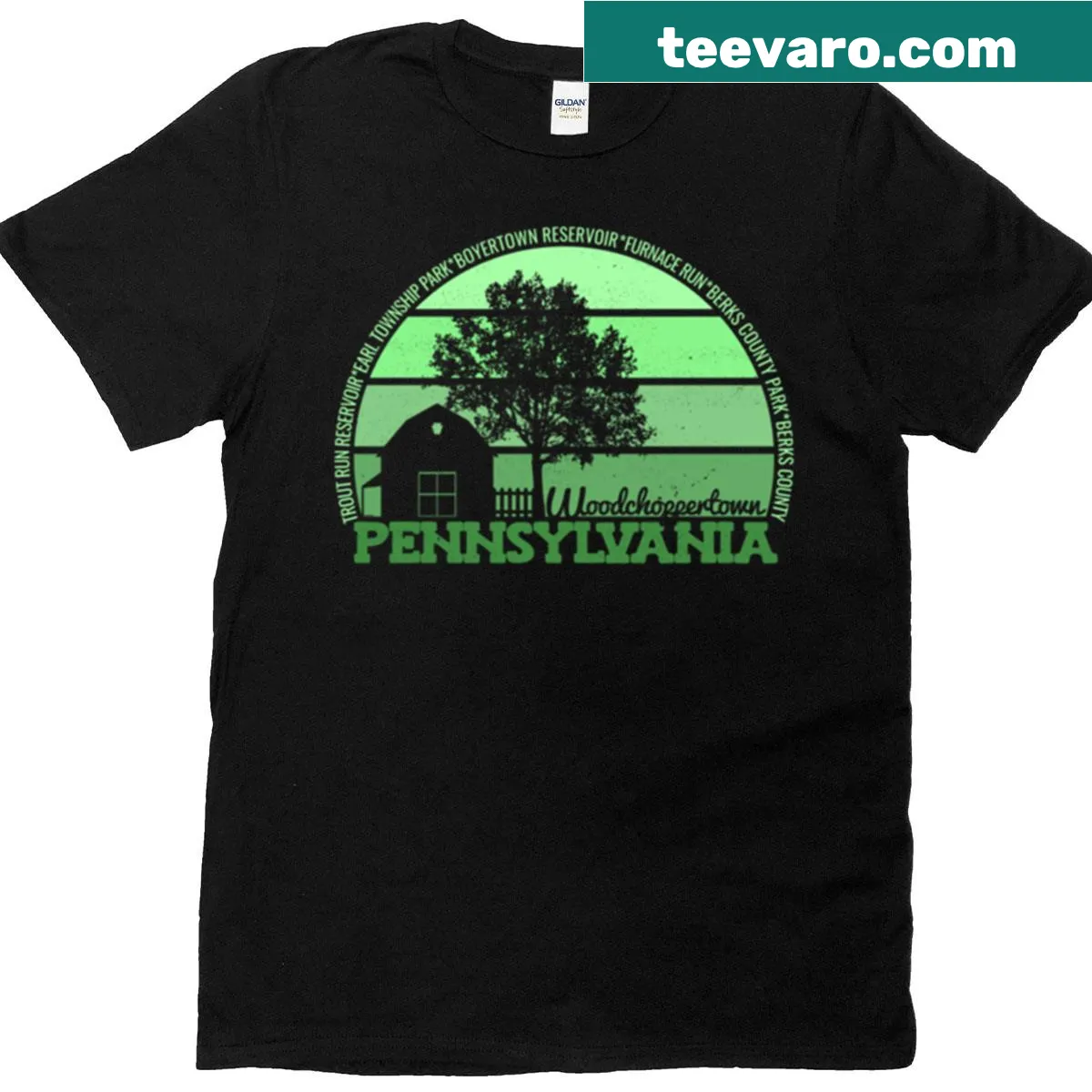 Vintage logo T-shirt for Woodchoppertown Pennsylvania — on a men's t-shirt