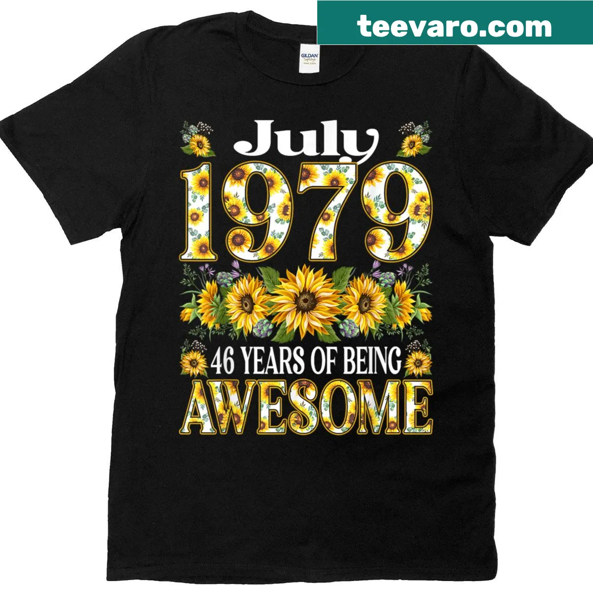 Floral design T-shirt celebrating a 46th birthday for women — on a men's t-shirt