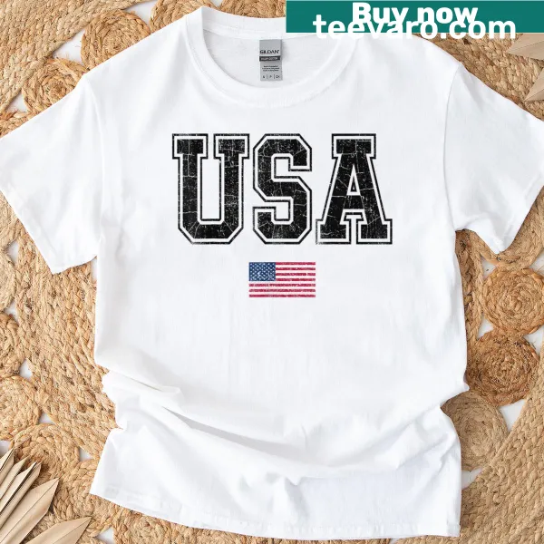 American flag design on a patriotic Independence Day t-shirt
