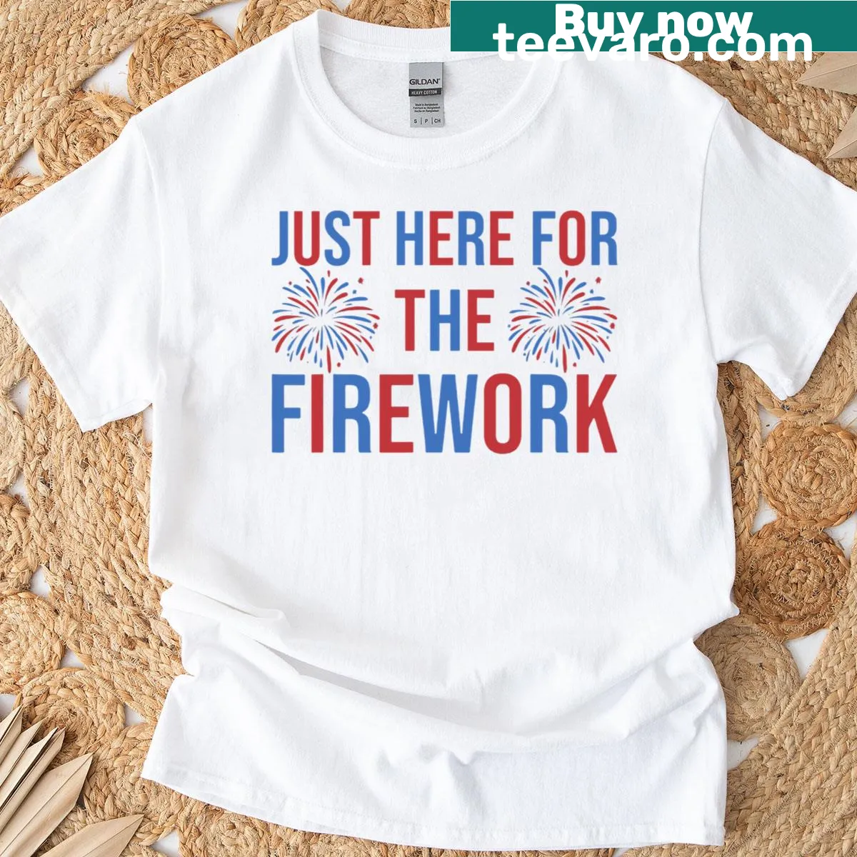 Funny couple tee for July 4th with fireworks saying — on a men's t-shirt
