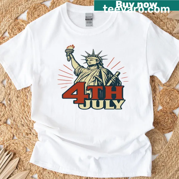 Vintage-style Statue of Liberty graphic for Independence Day