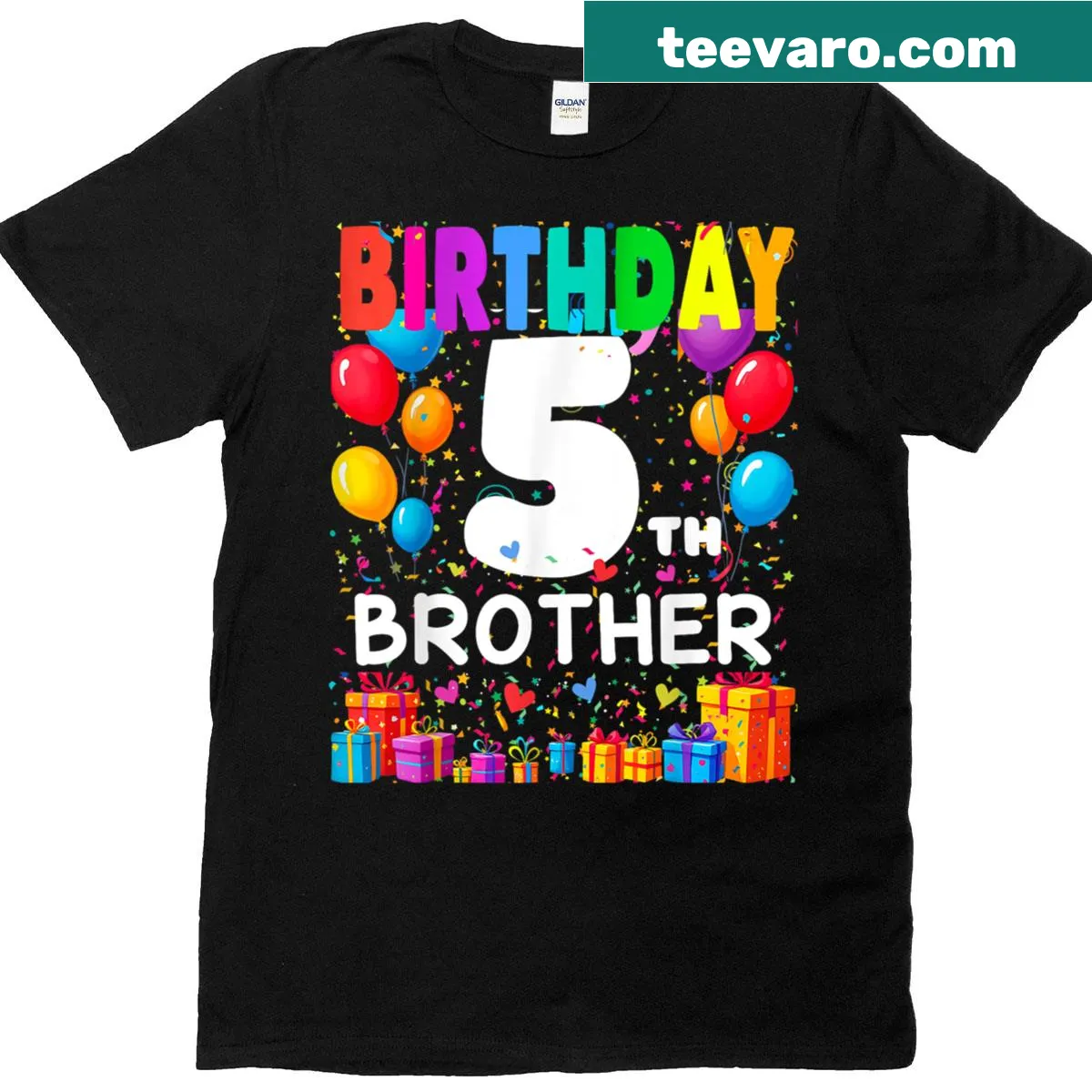 Cartoon design t-shirt for a 5th birthday celebration — on a men's t-shirt