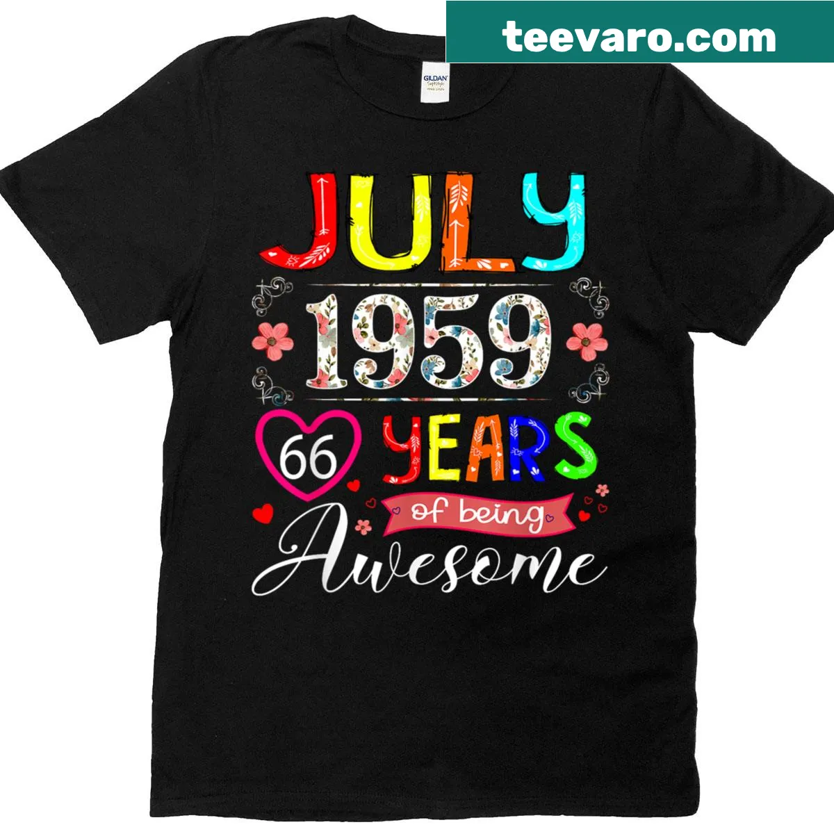 Floral design T-shirt for a 66th birthday celebration — on a men's t-shirt