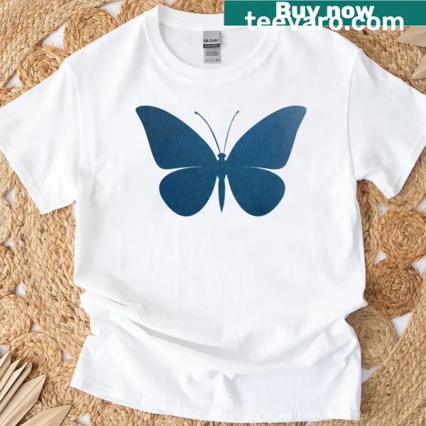 Butterfly illustration on a book cover pattern t-shirt