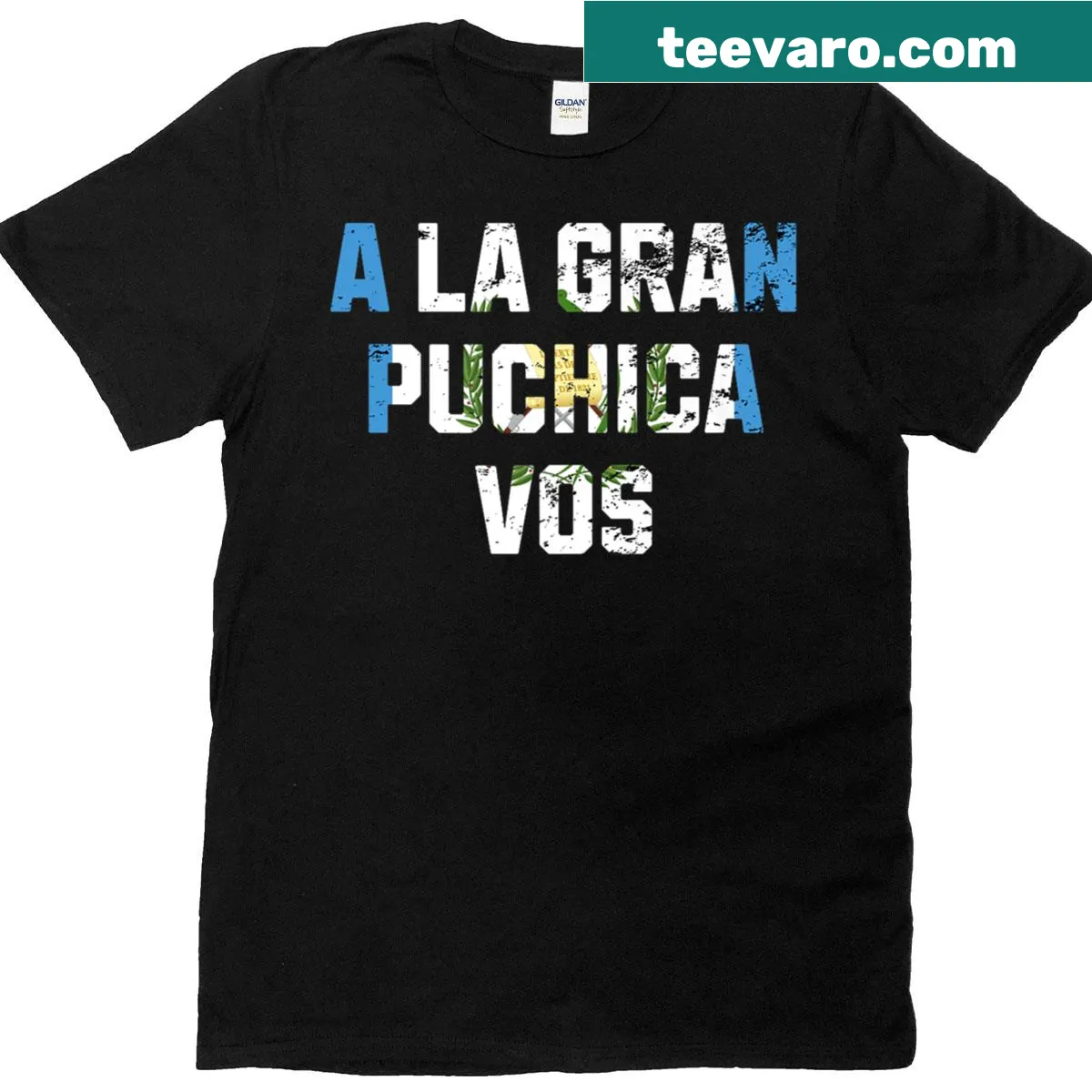 Retro T-shirt featuring Guatemala flag and a saying — on a men's t-shirt