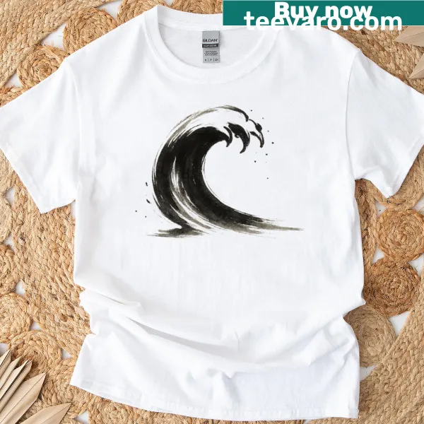 Bold ocean motion abstract wave design on a T-shirt