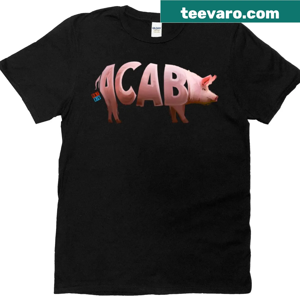 Edgy T-shirt featuring a pig graphic and the acronym 'ACAB' — on a men's t-shirt