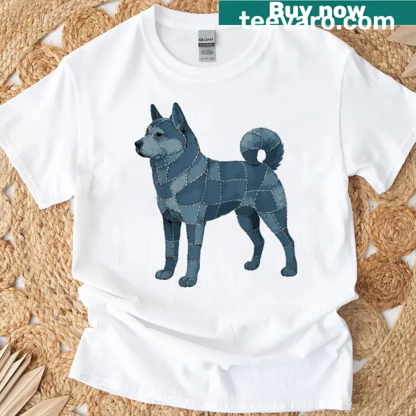 Cute patchwork design T-shirt for Akita dog moms