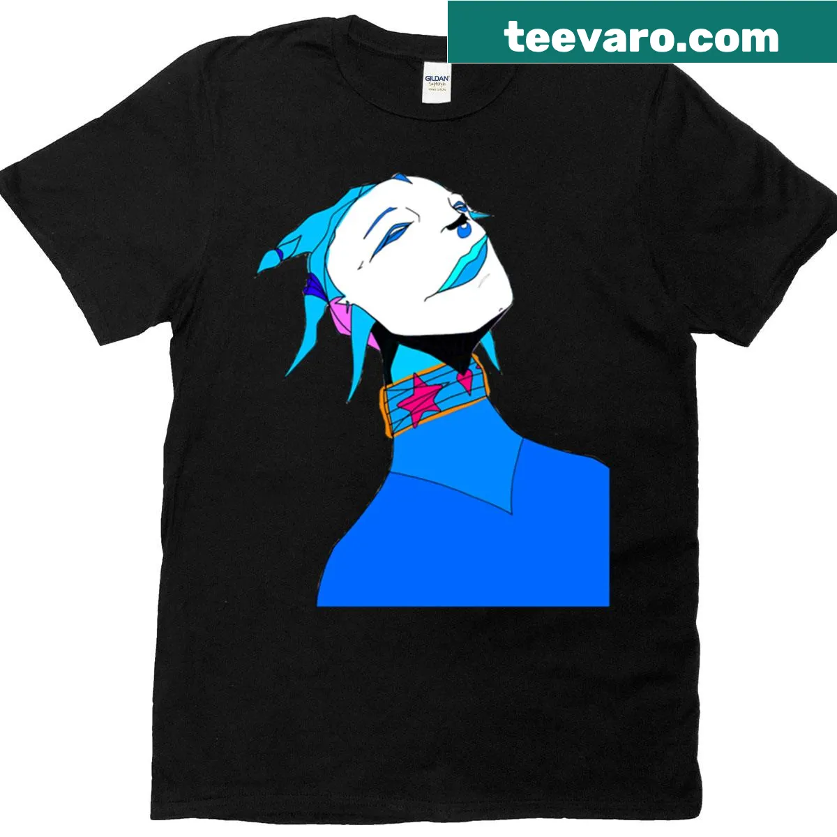 Illustration of an alien elf clown on a t-shirt — on a men's t-shirt