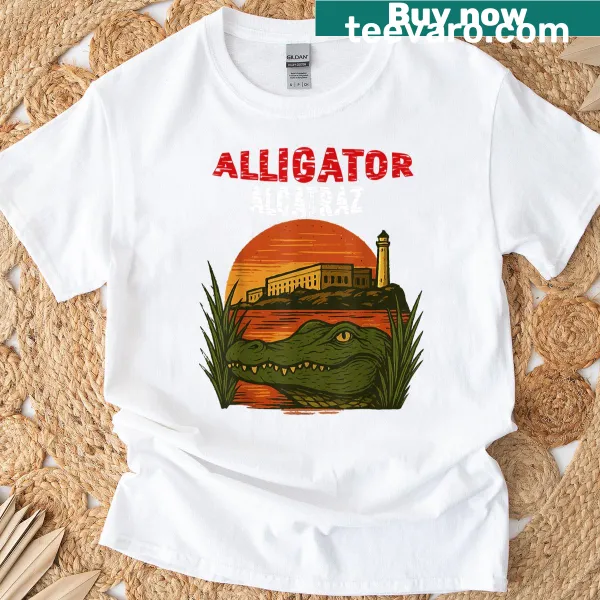 Playful T-shirt with alligator graphic and parody design