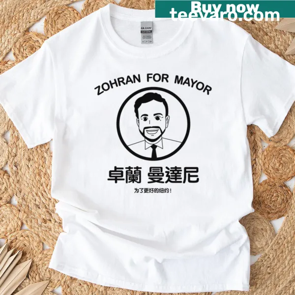 Anime-style T-shirt featuring Zohran for mayor graphic