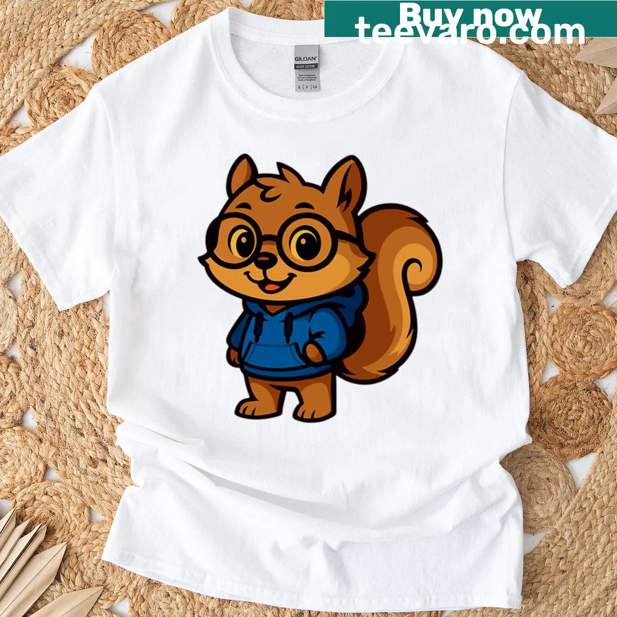 Cartoon anthropomorphic squirrel illustration on T-shirt — on a men's t-shirt