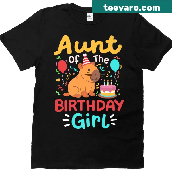 Cute capybara graphic T-shirt for the aunt of a birthday girl
