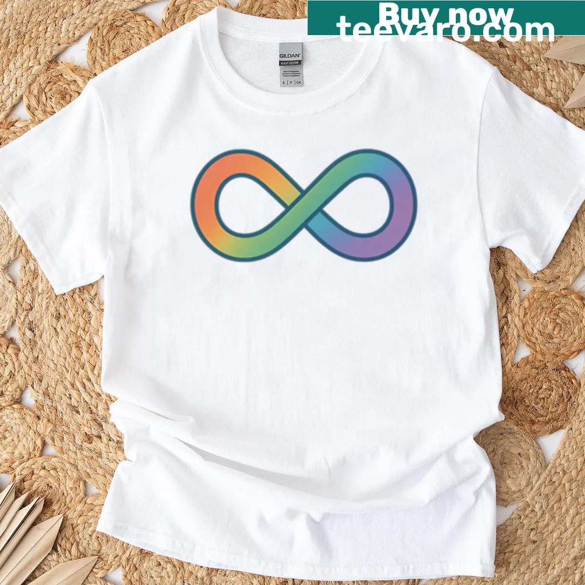 Colorful autism awareness spectrum design on a T-shirt — on a men's t-shirt