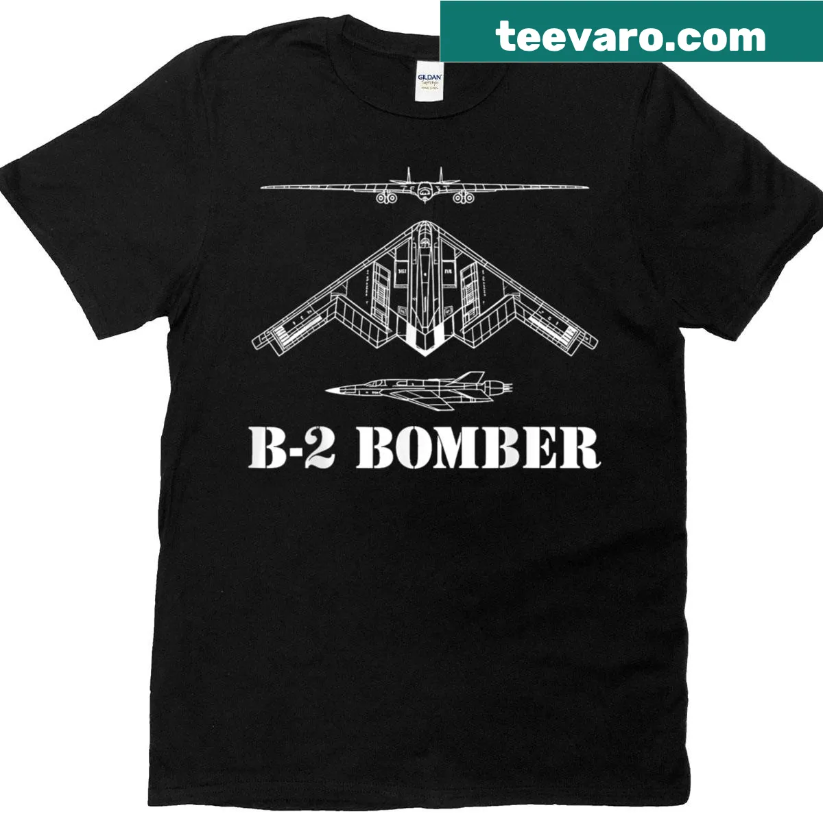 Schematic design of a B-2 Bomber aircraft on a t-shirt — on a men's t-shirt