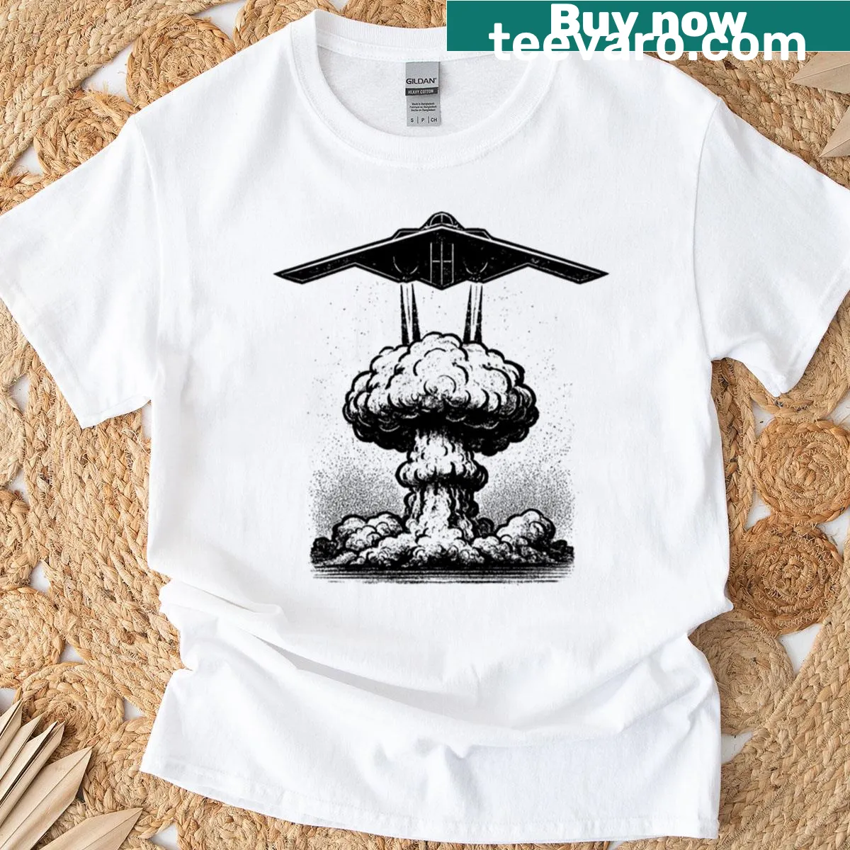 Illustration of B-2 Stealth Bomber on a T-shirt — on a men's t-shirt