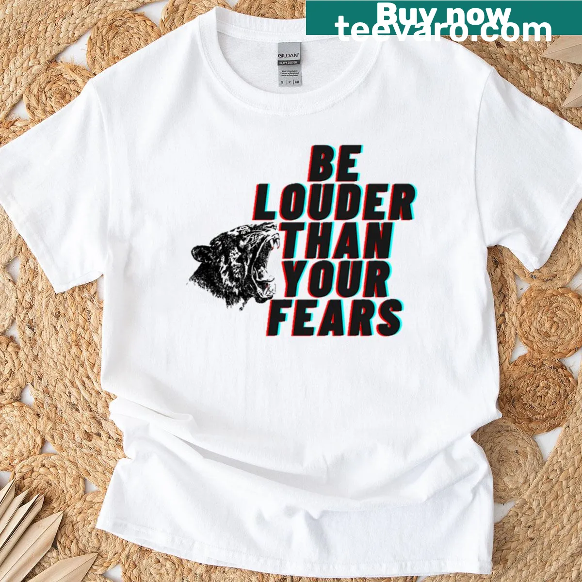 Motivational T-shirt featuring a roaring panther graphic — on a men's t-shirt