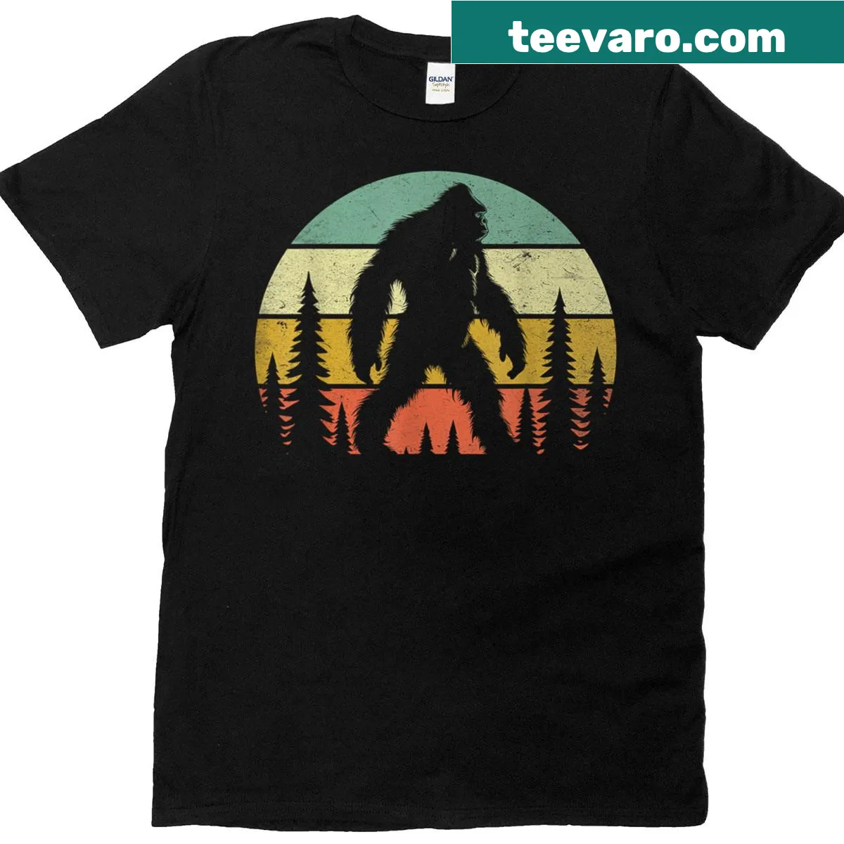 Retro Bigfoot design T-shirt for Sasquatch lovers — on a men's t-shirt
