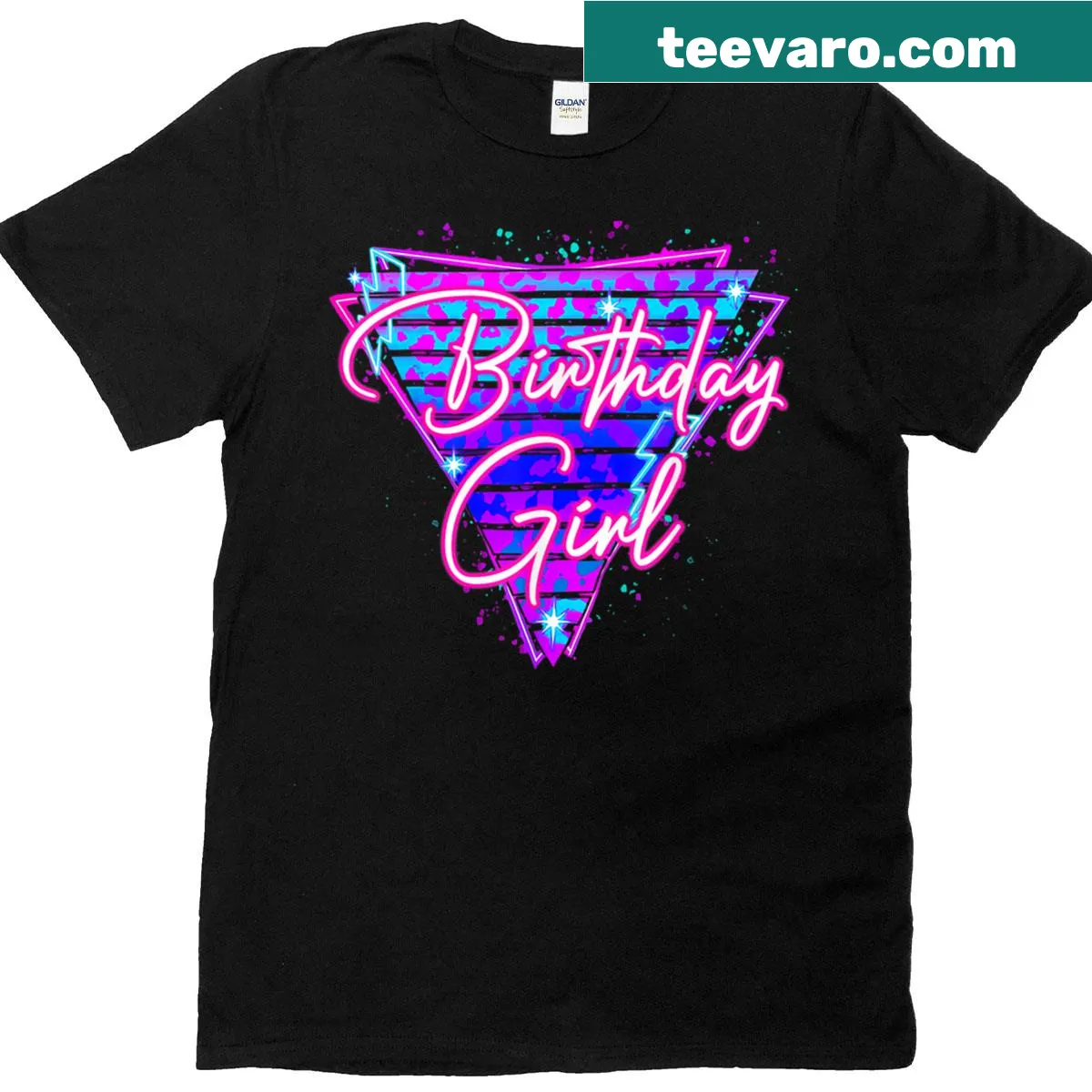 Retro birthday girl t-shirt featuring playful illustration — on a men's t-shirt