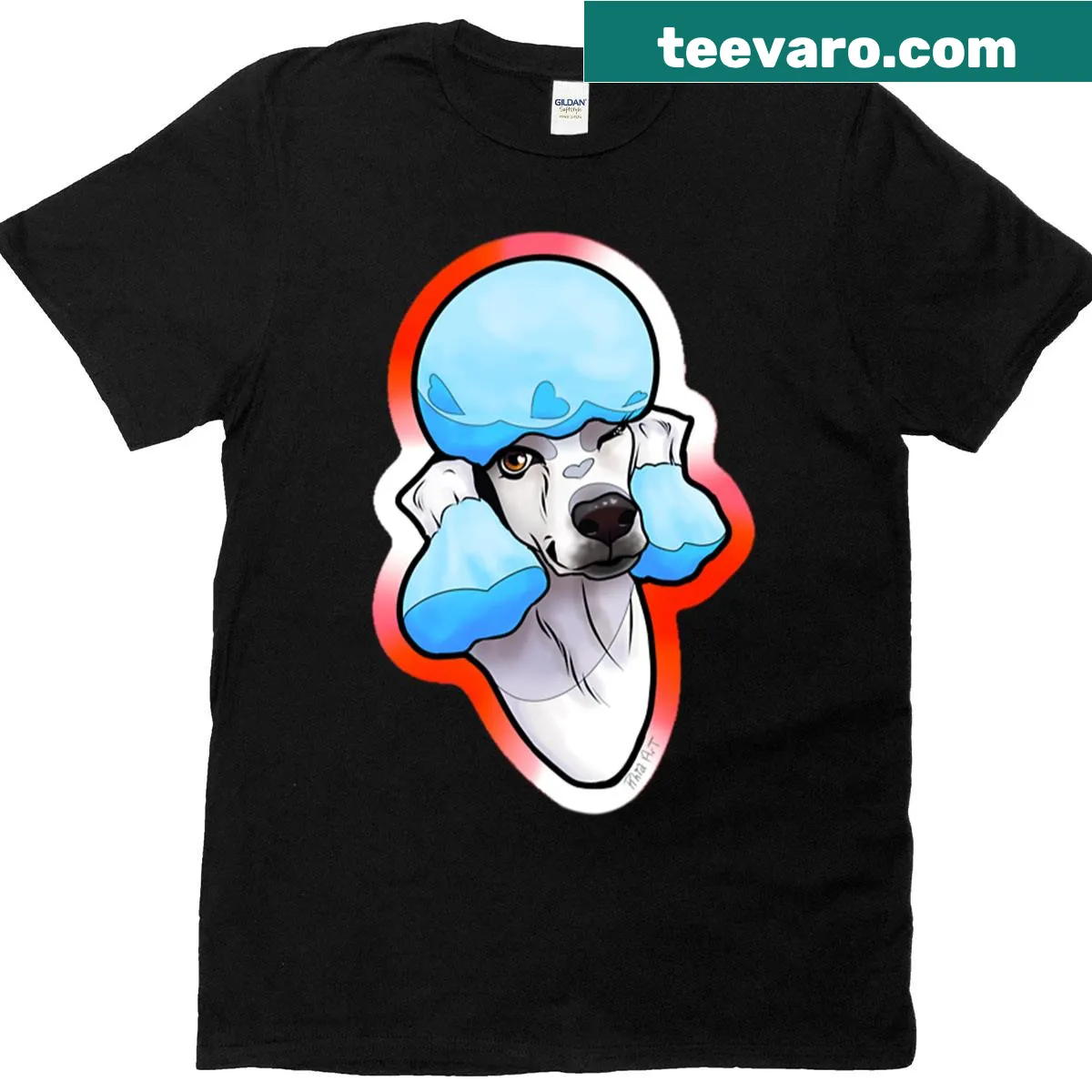 Illustration of a patriotic poodle on a T-shirt — on a men's t-shirt