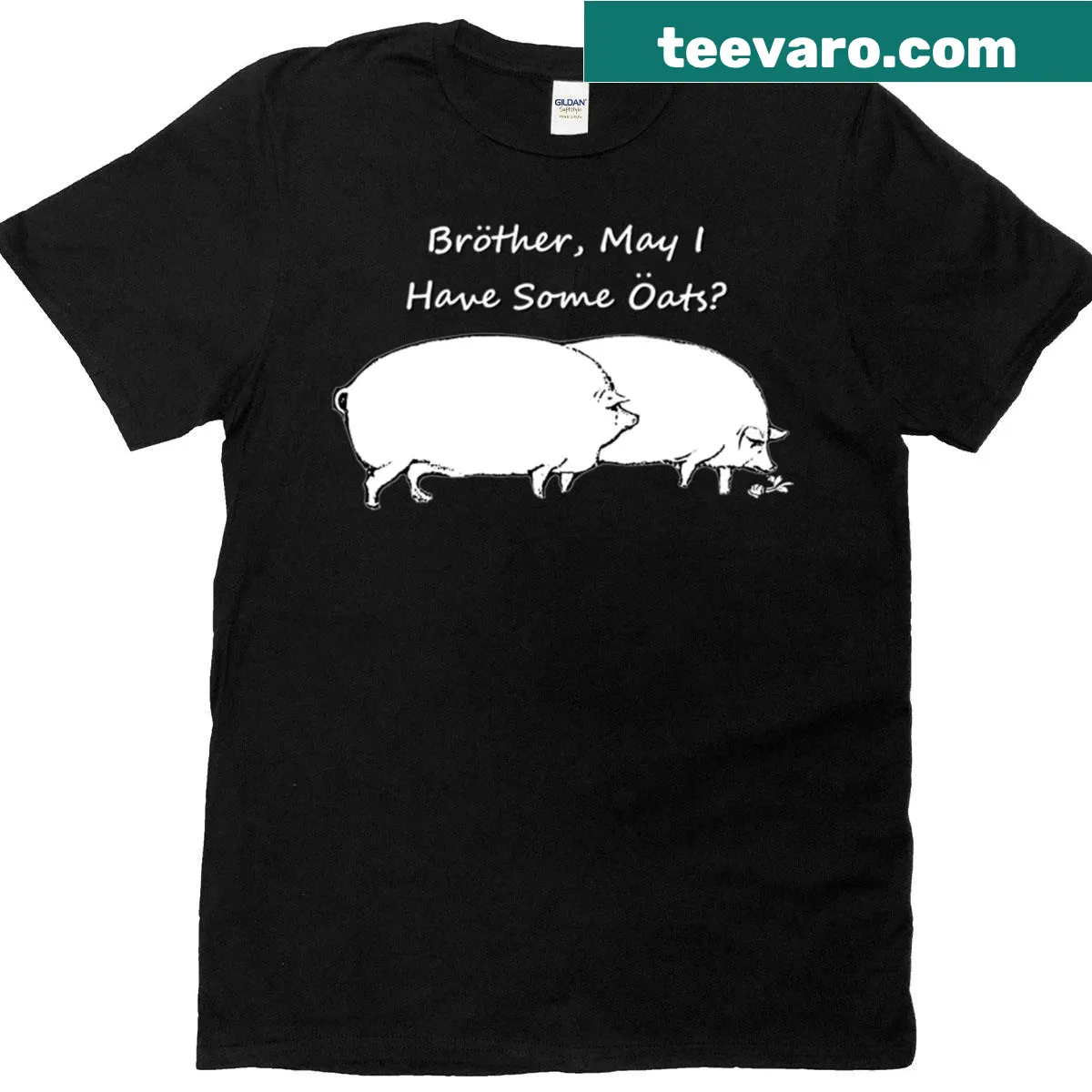 Humorous text design on a black and white T-shirt — on a men's t-shirt