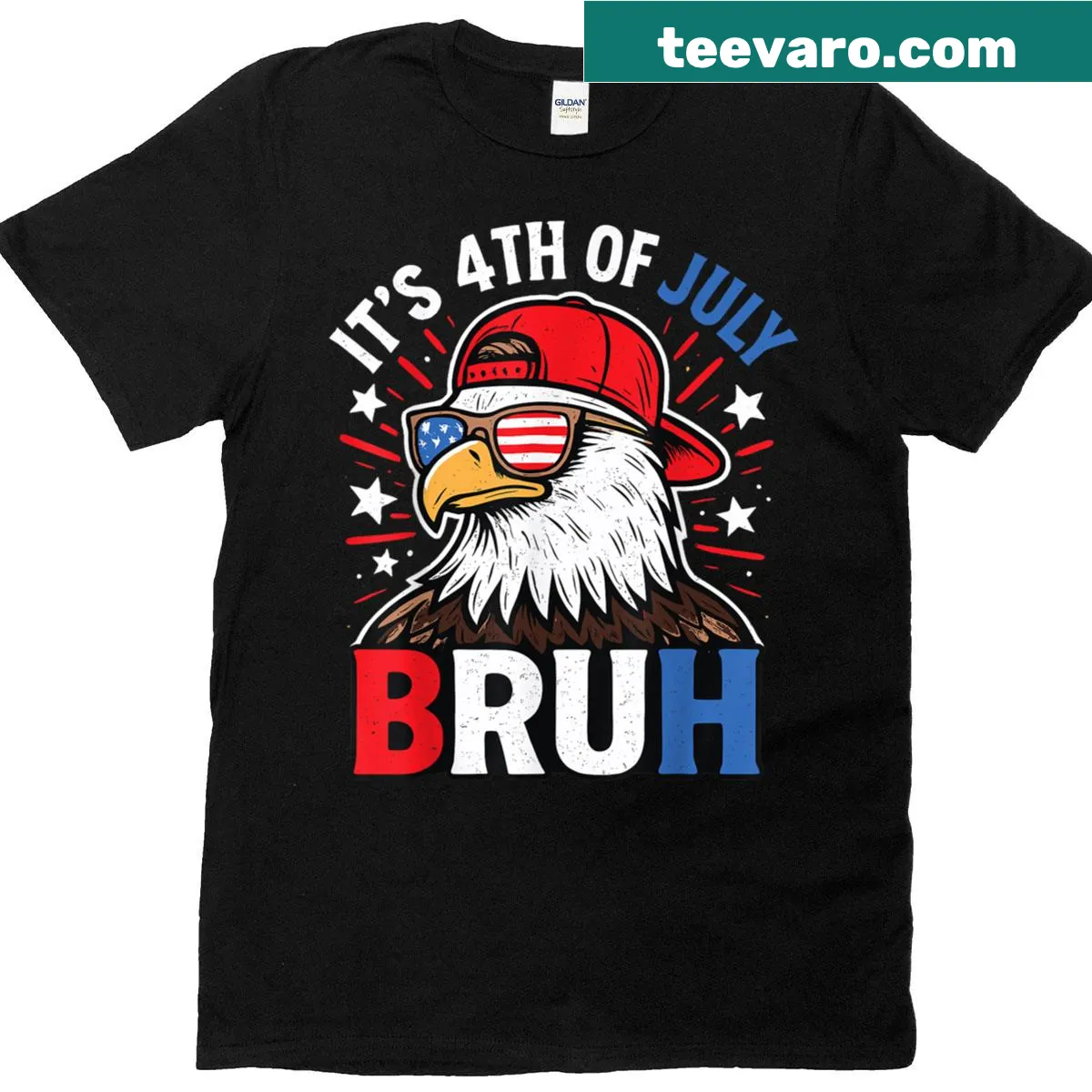 Funny bald eagle T-shirt with 'Bruh' for kids celebrating the Fourth of July. — on a men's t-shirt
