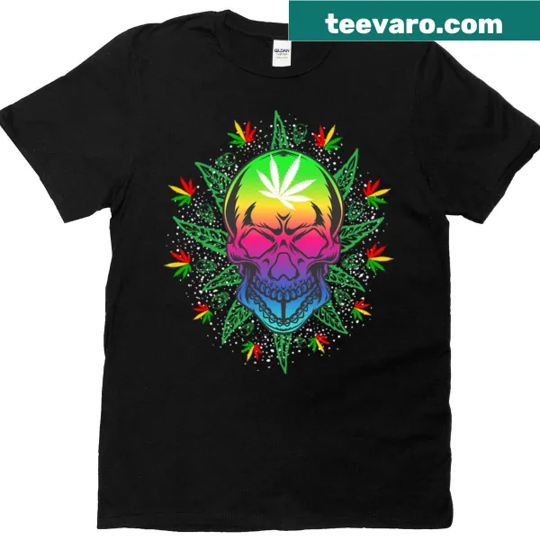 Edgy T-shirt with cannabis skull graphic