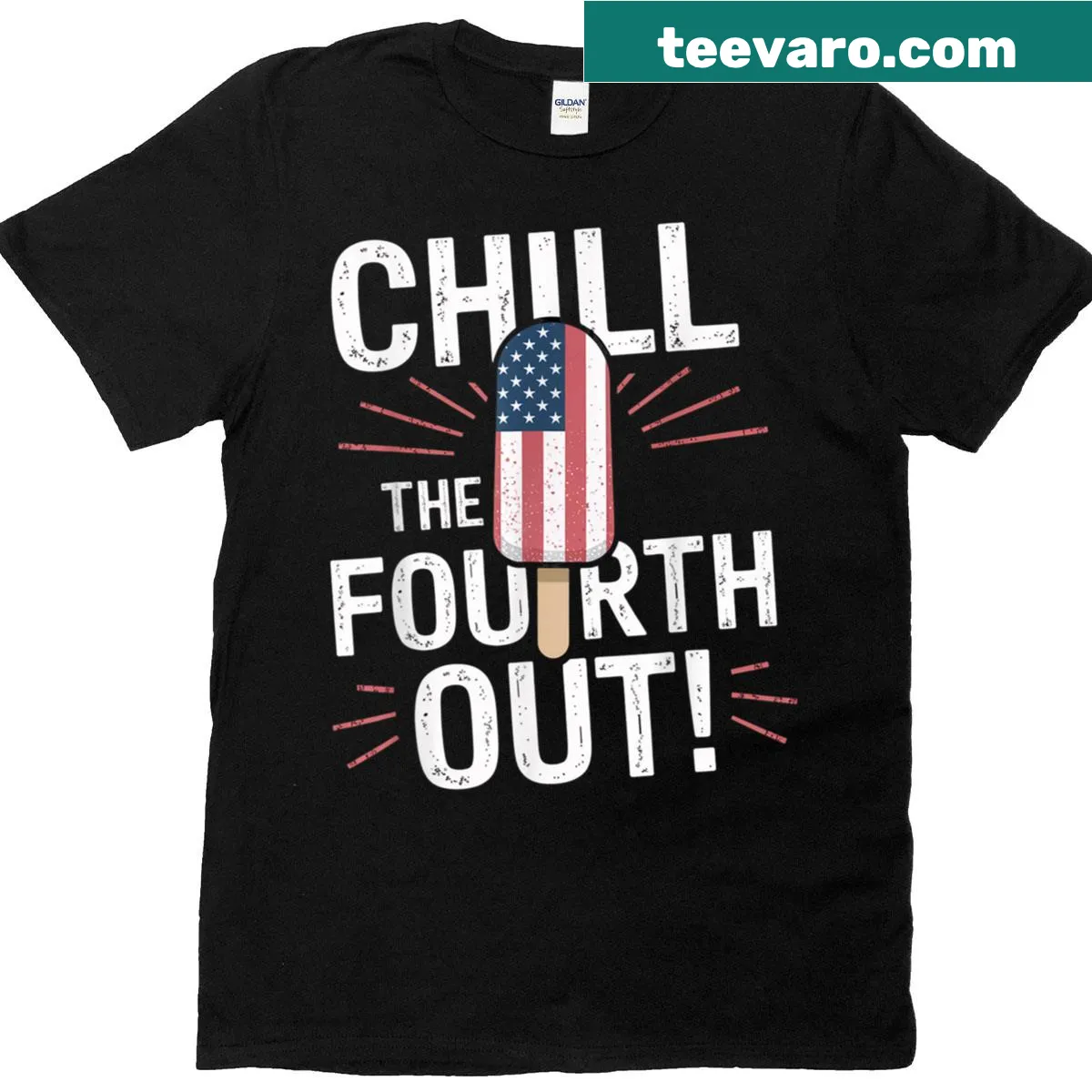 Fourth of July t-shirt with popsicle graphic for women and kids — on a men's t-shirt