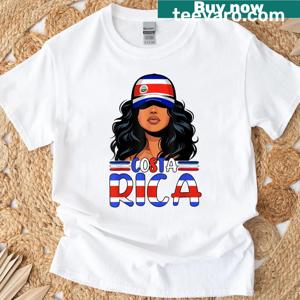 Illustration of a Costa Rican girl with messy hair on T-shirt — on a men's t-shirt
