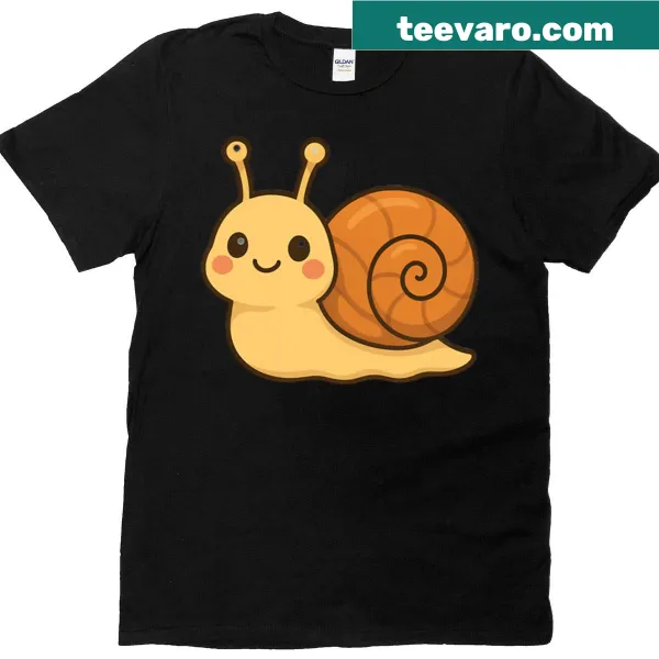 Minimalist cartoon snail design on t-shirt