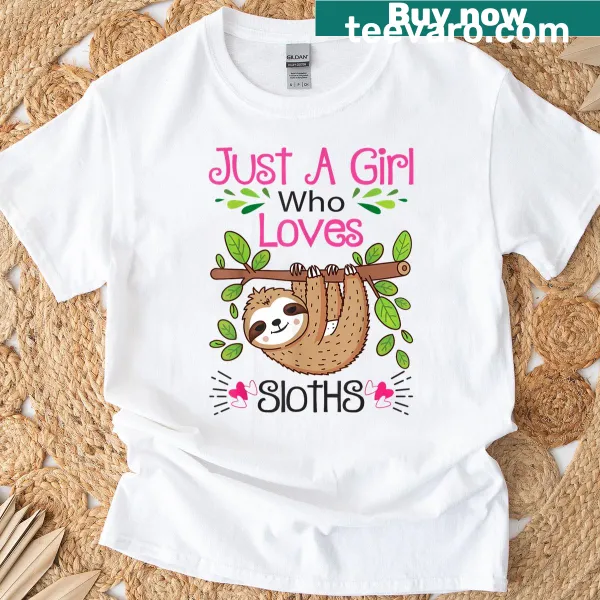 Cute sloth graphic with text on a T-shirt for sloth lovers