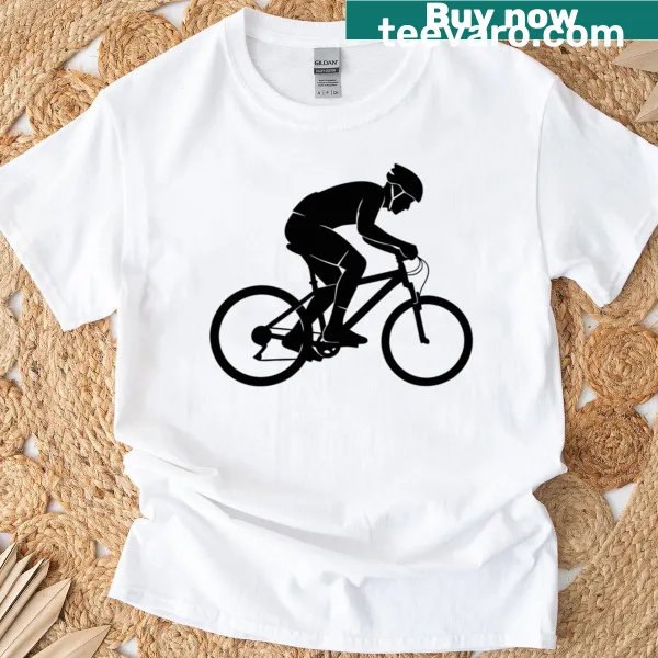 Silhouette of a cyclist pedaling on a t-shirt
