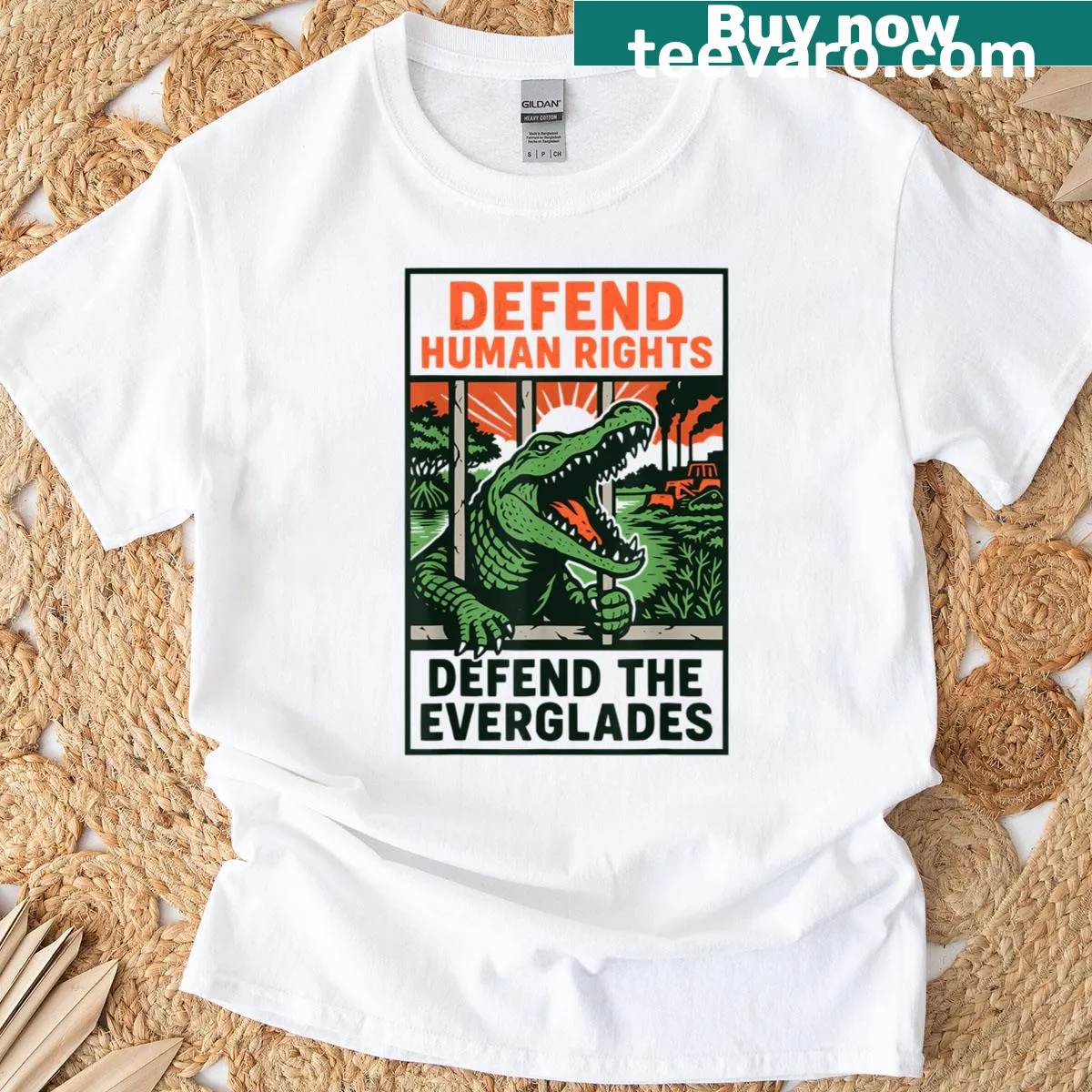 Emblem design celebrating the Everglades on a T-shirt — on a men's t-shirt