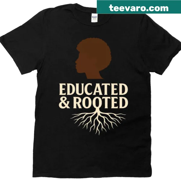 Afro-minimalist teacher statement art illustrated on a T-shirt