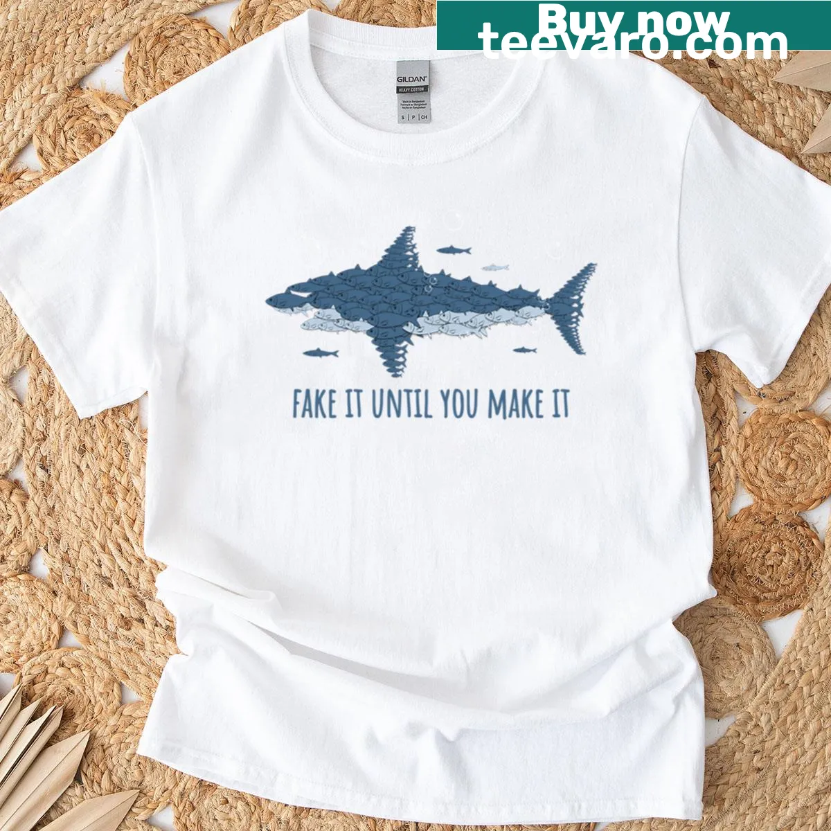 Motivational Fake It Until You Make It T-shirt — on a men's t-shirt