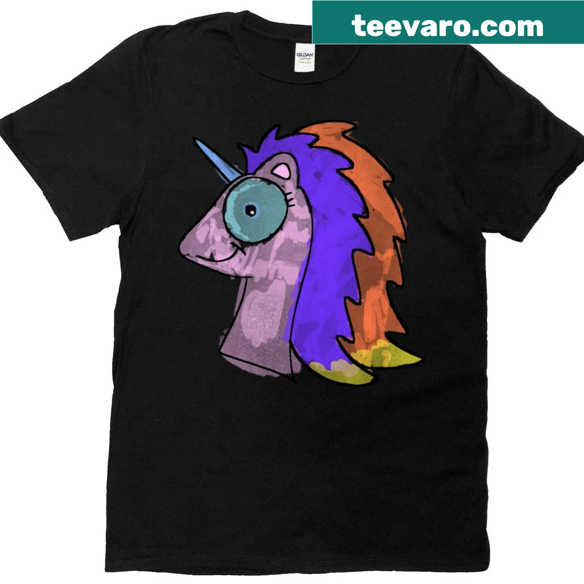 T-shirt featuring a whimsical fancy unicorn design — on a men's t-shirt