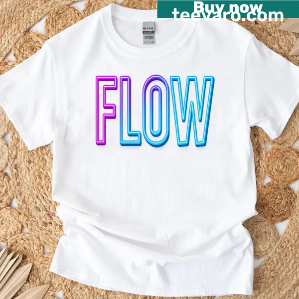 Neon gradient T-shirt featuring a flowing design of vibrant colors
