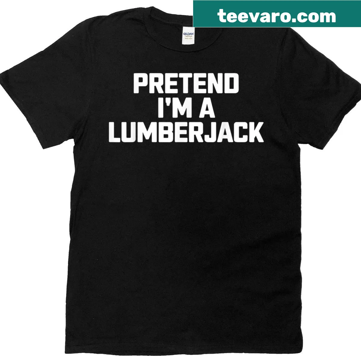 Humorous lumberjack T-shirt featuring a chainsaw and tree graphic — on a men's t-shirt