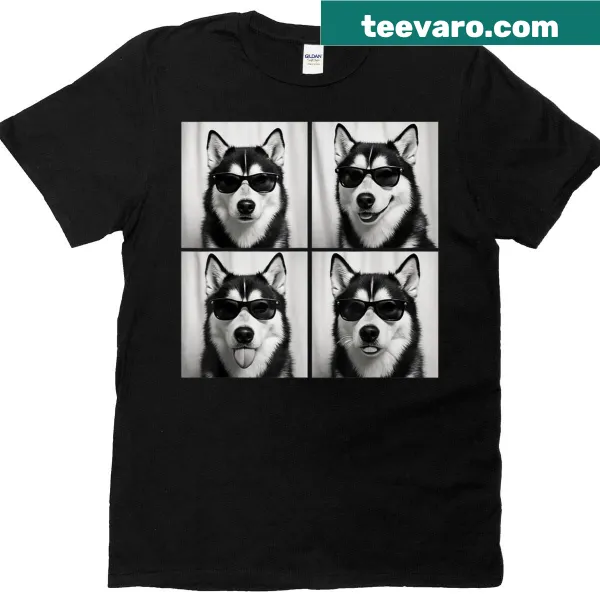 Cute Siberian Husky T-shirt with dog photo booth design