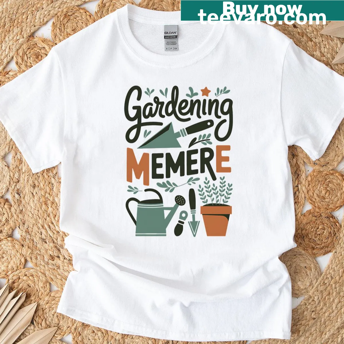 Illustration of a gardener with plants on a wholesome t-shirt — on a men's t-shirt