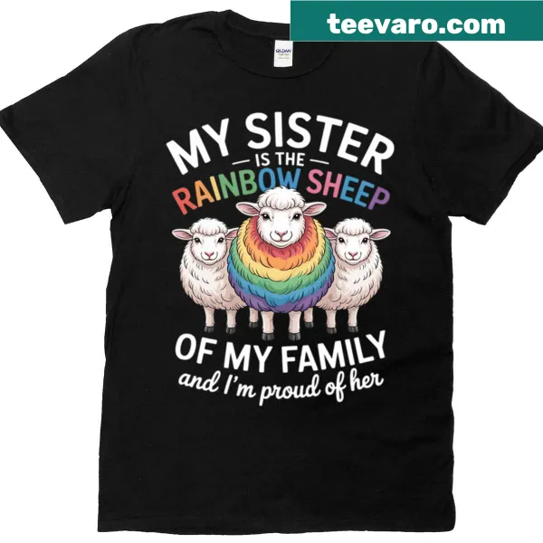 Cute t-shirt for siblings featuring a rainbow sheep design