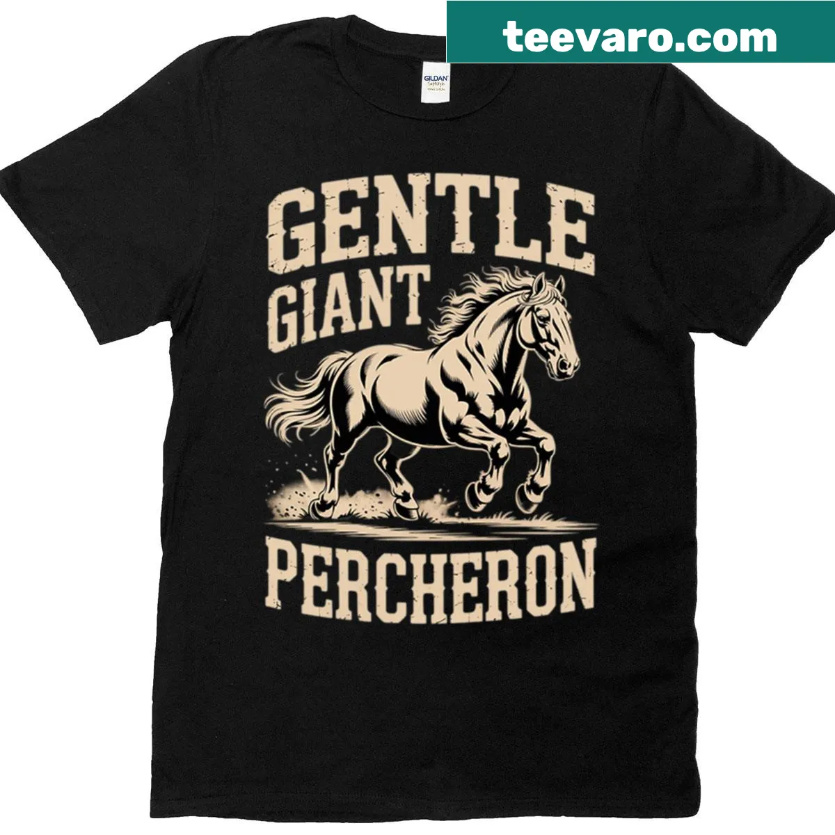 Illustration of a Percheron horse on a T-shirt — on a men's t-shirt