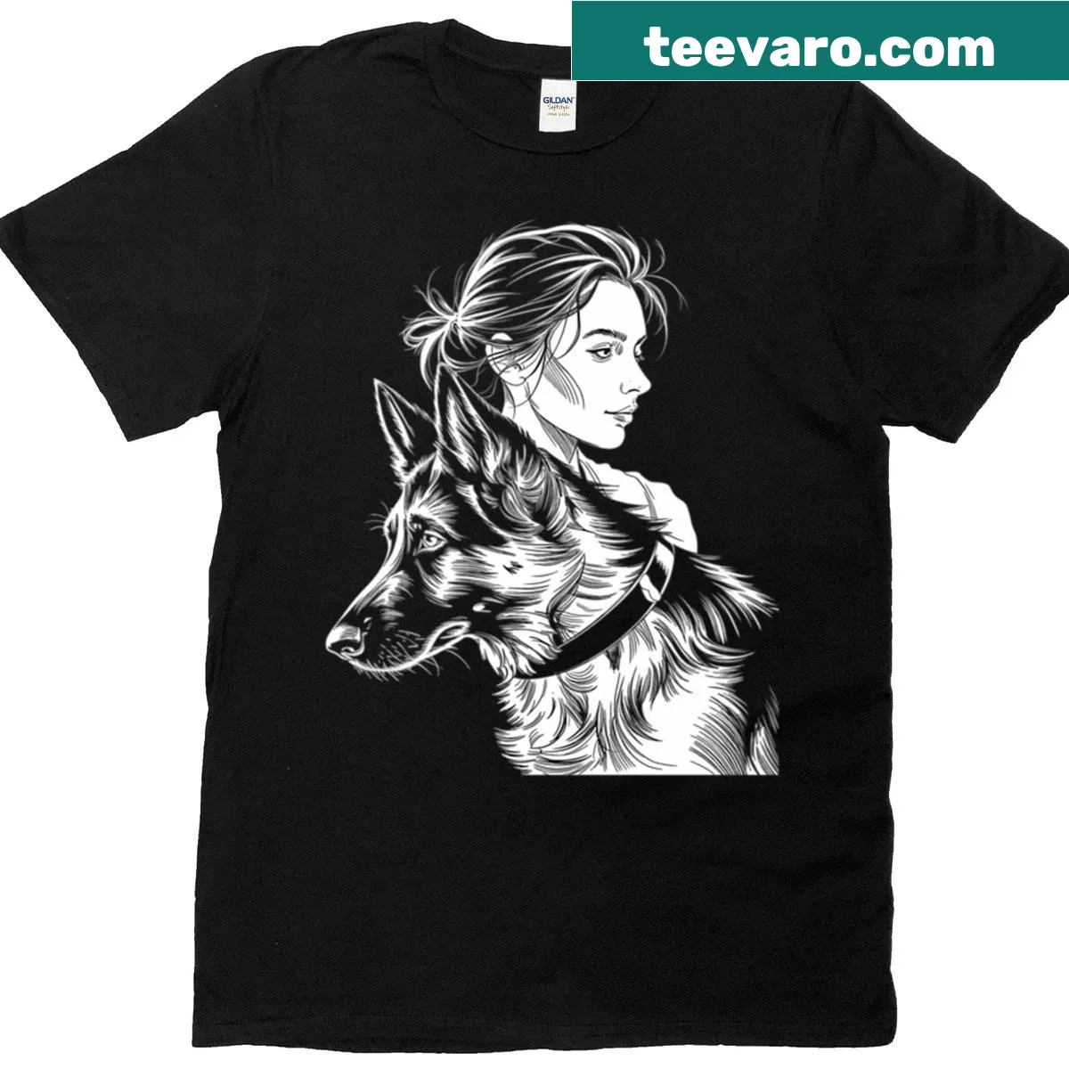 Illustration celebrating German Shepherd moms on a T-shirt — on a men's t-shirt